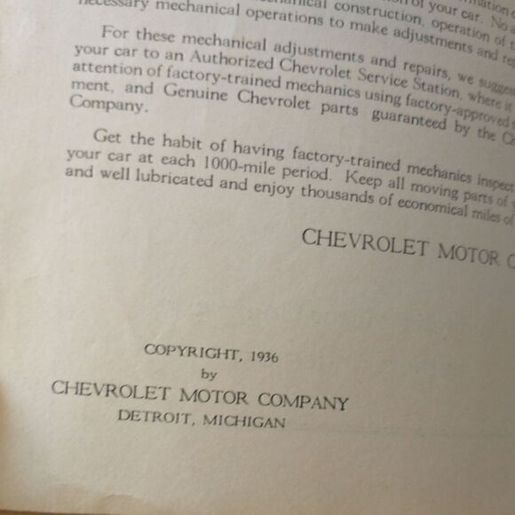 Instructions for the Operation and Care of Your 1937 Chevrolet Car Booklet Vtg. - Picture 4 of 15
